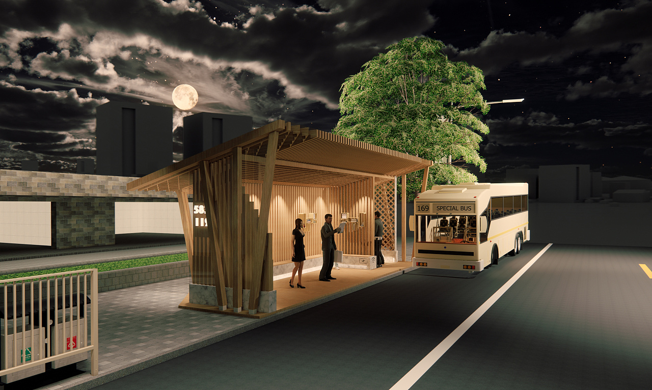 创意公交车站设计图片
