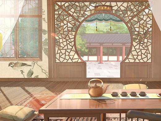 中式内景（个人主页-ZNTA3MDE2NTY=） - 商业插画 - 站酷设计师海盐帝原创素材 - 站酷ZCOOL
