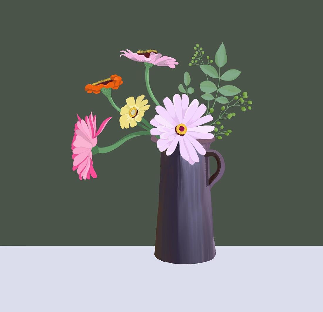 手绘-插花（图ZMjg3MjM0OTY0） - 创作习作 - 站酷设计师红毛狮子原创素材 - 站酷ZCOOL