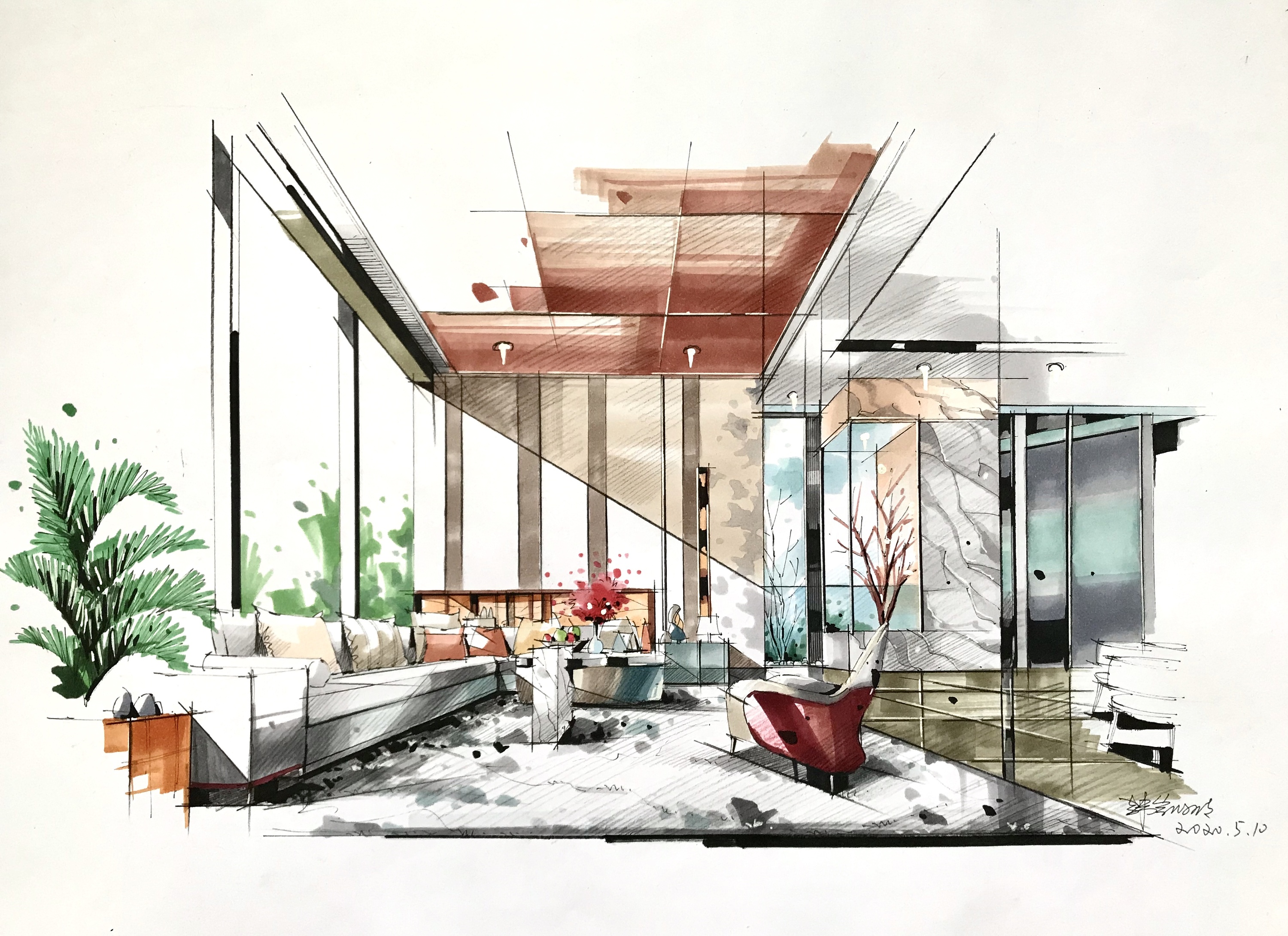 手绘空间分享|空间|家装设计|d笑长 - 原创作品 - 站酷 (zcool)