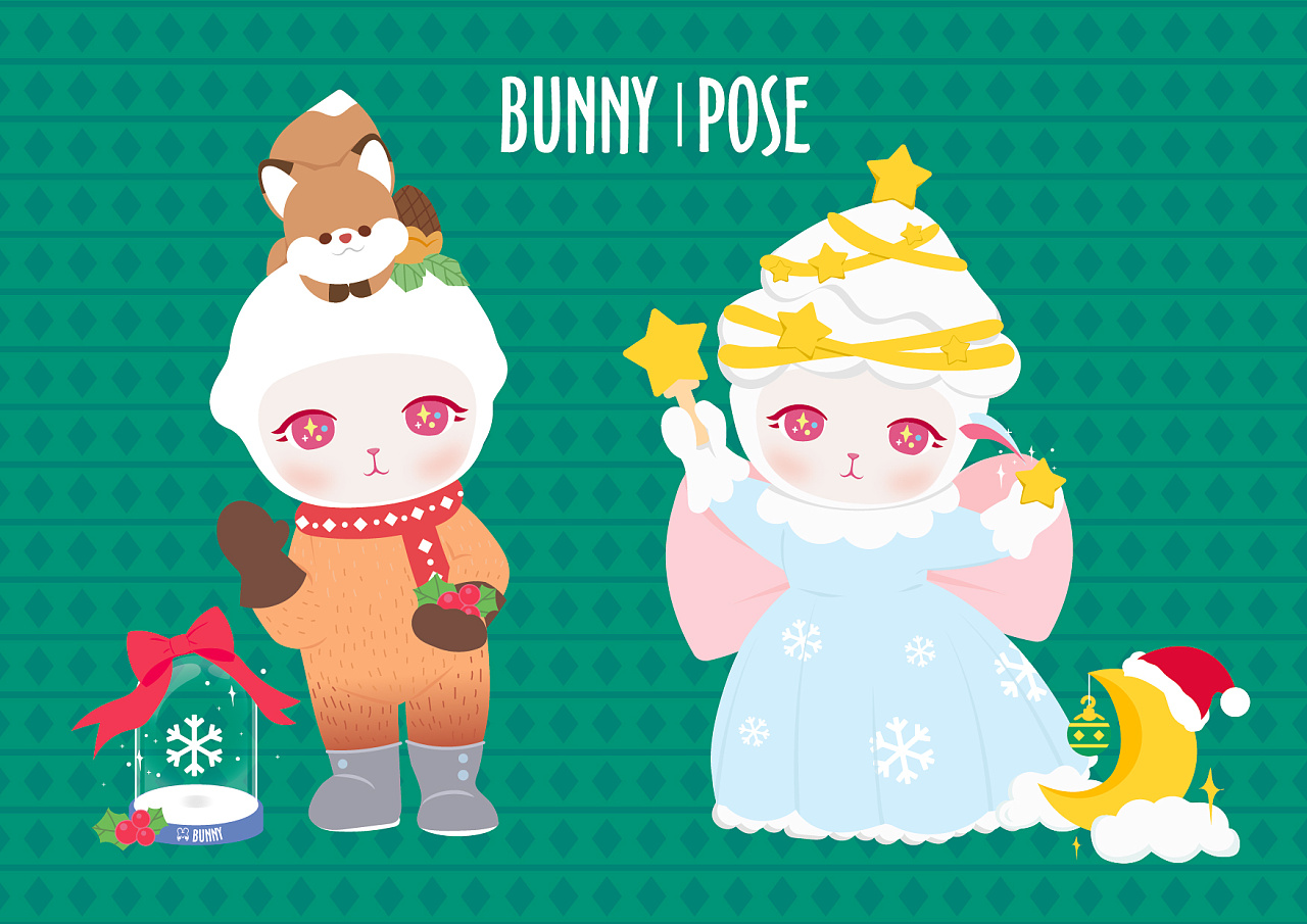 商插| 泡泡玛特bunny图素绘制|插画|商业插画|碎片收容所 - 原创作品