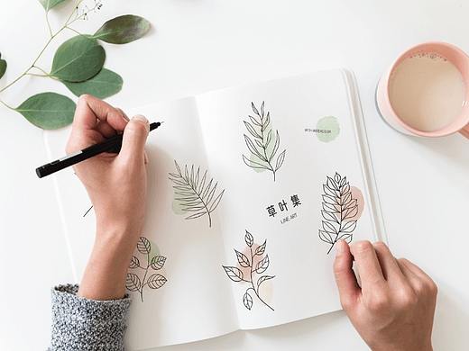 神仙级控线练习，文艺极简水彩线描简笔画植物：草叶集（二）