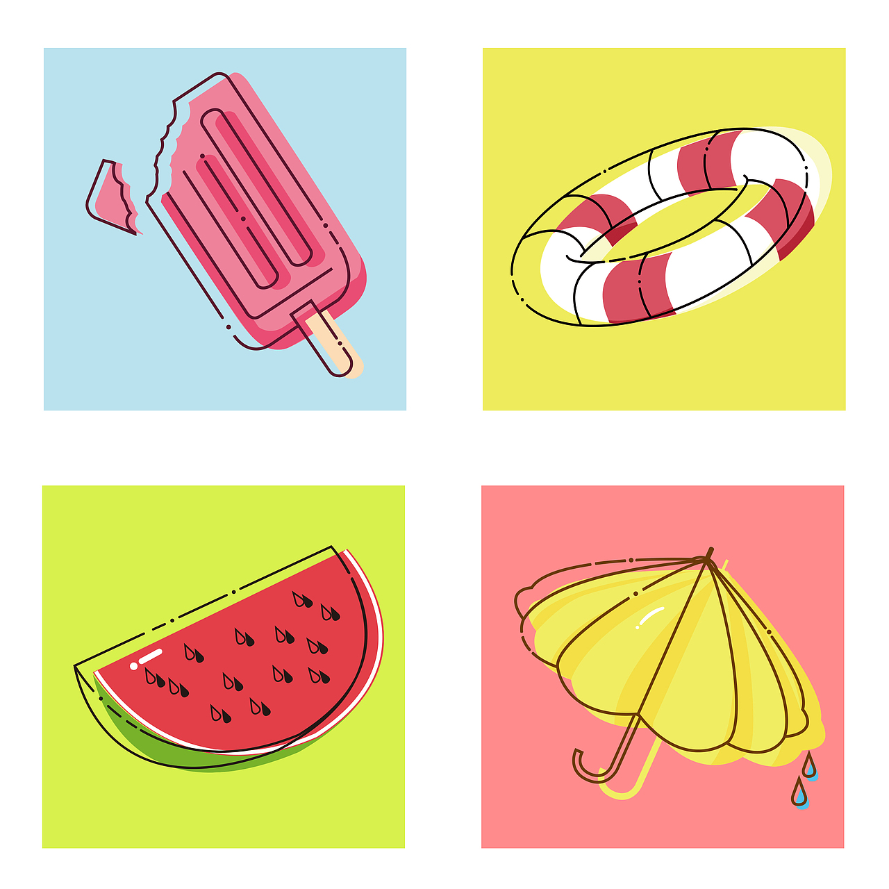 夏天图标第一波（图ZOTE4NTEzMDQ=） - 图标 - 站酷设计师Kelesy_原创素材 - 站酷ZCOOL