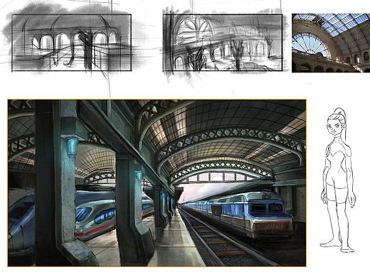 游戏场景概念设计-末来蒸气朋克风格巴黎东站