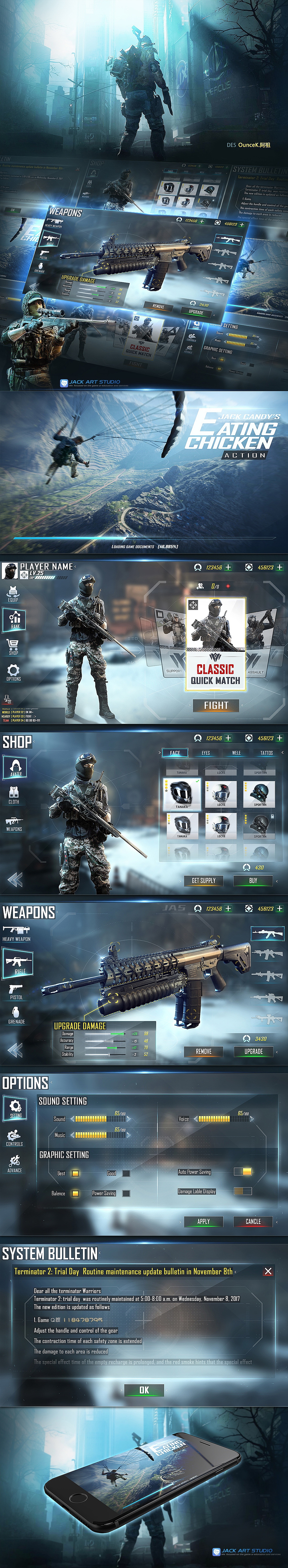 欧美扁平科技风游戏UI(gui/ui/ux/界面/图标)Jack ui