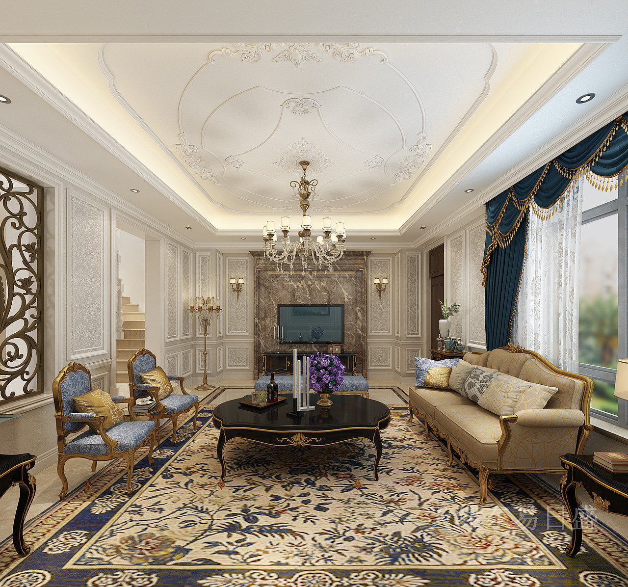360平新新逸墅新古典主义风格别墅装修效果图（图ZMTU3MzA3MzM2） - 家装设计 - 站酷设计师东易日盛天津原创素材 - 站酷ZCOOL