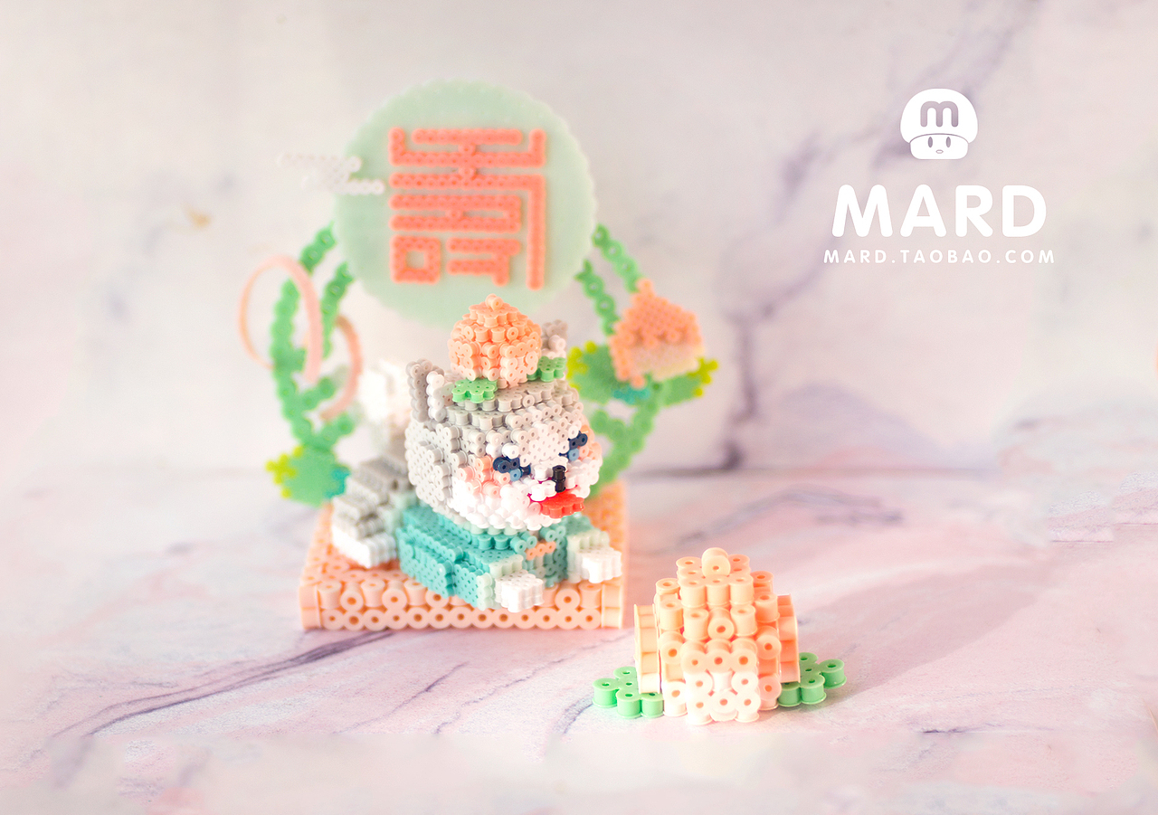 MARD拼豆原创-寿桃哈士奇（图ZMTExNTYyNDg4） - 手办/模玩 - 站酷设计师拼拼豆豆原创素材 - 站酷ZCOOL