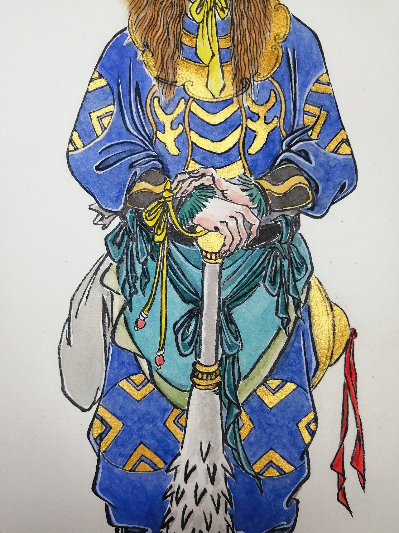 塑新斋潘纪坤手绘古风插画西游记人物造型黄眉大王