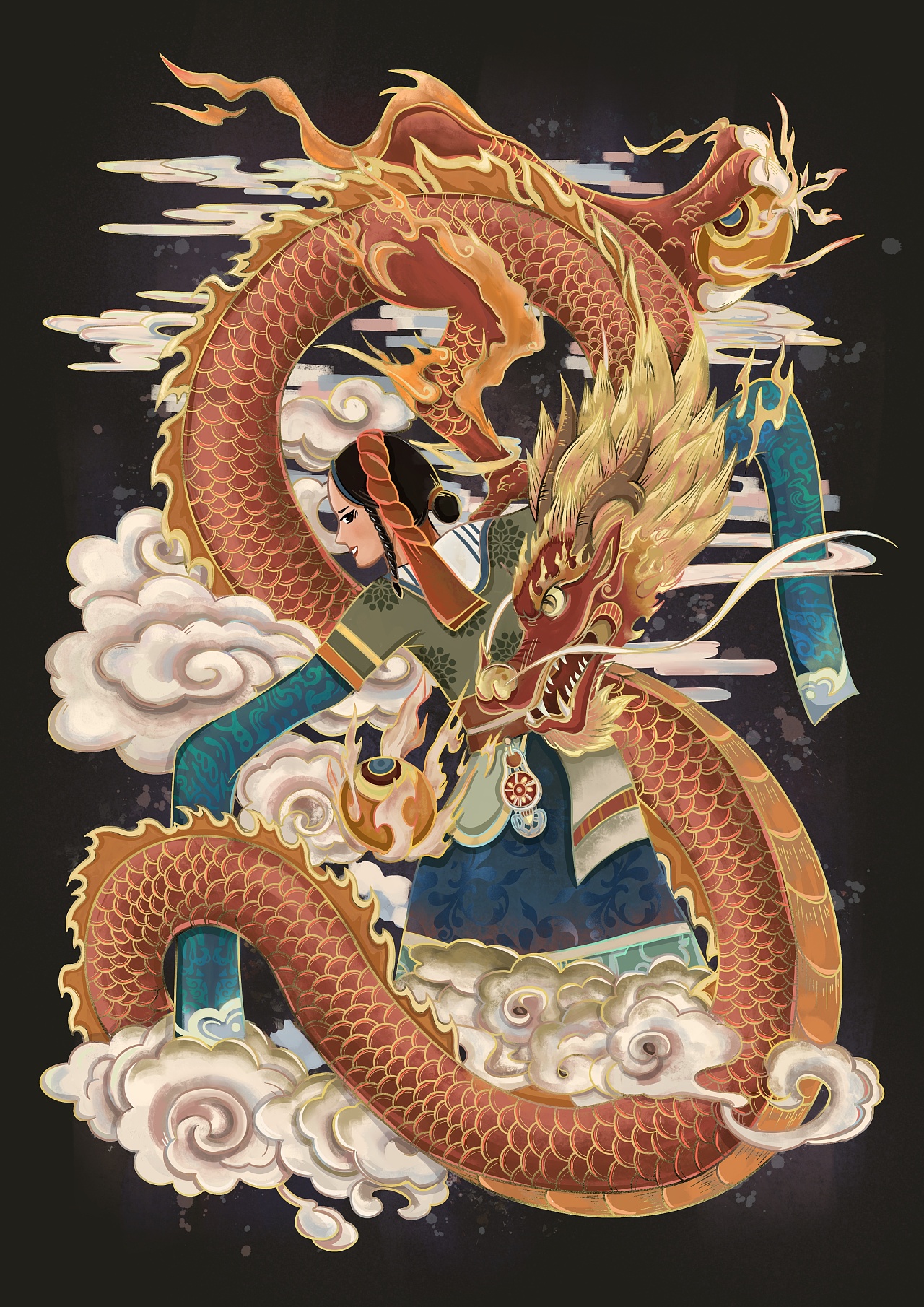 藏式锅庄舞插画|插画|新锐潮流插画|duanmk - 原创作品 - 站酷 (zcool