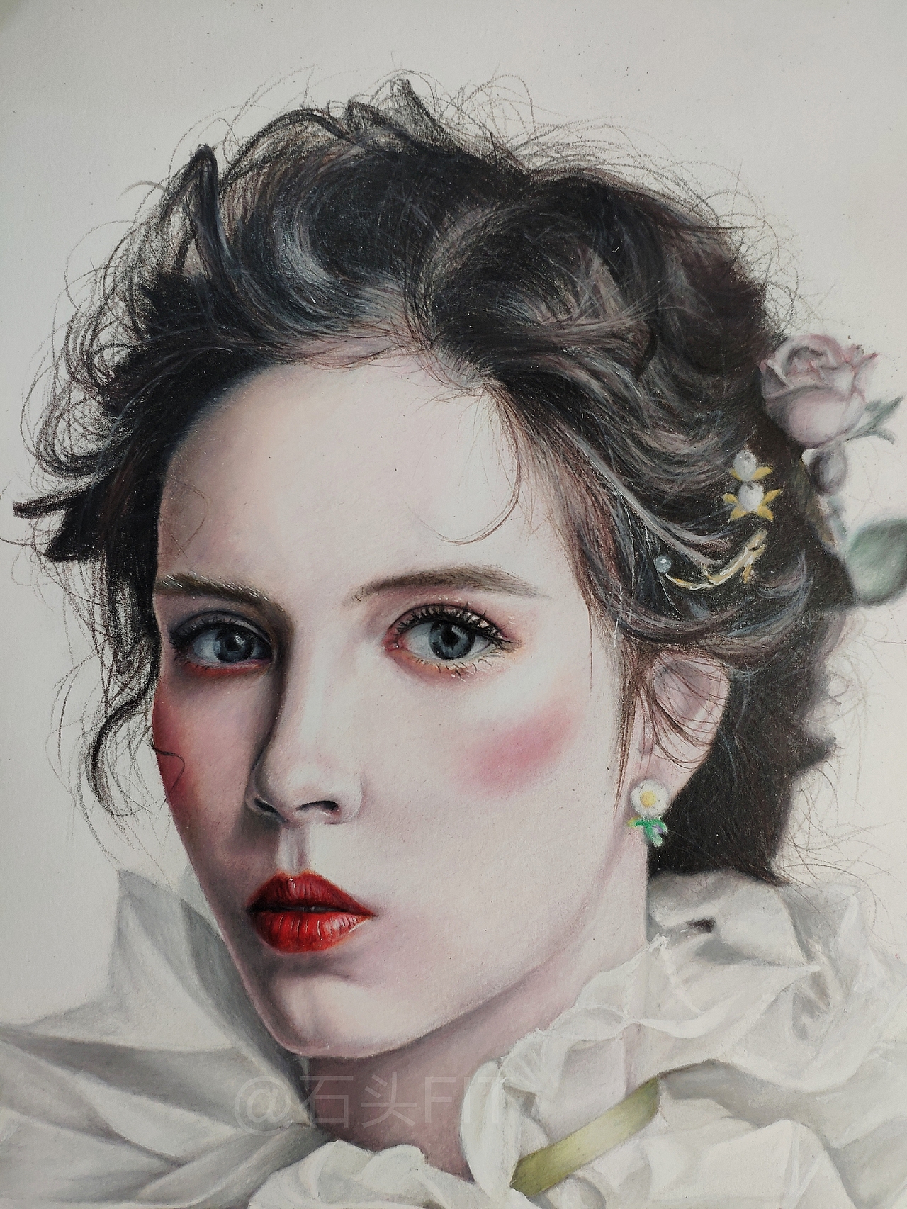 写实彩铅女肖像