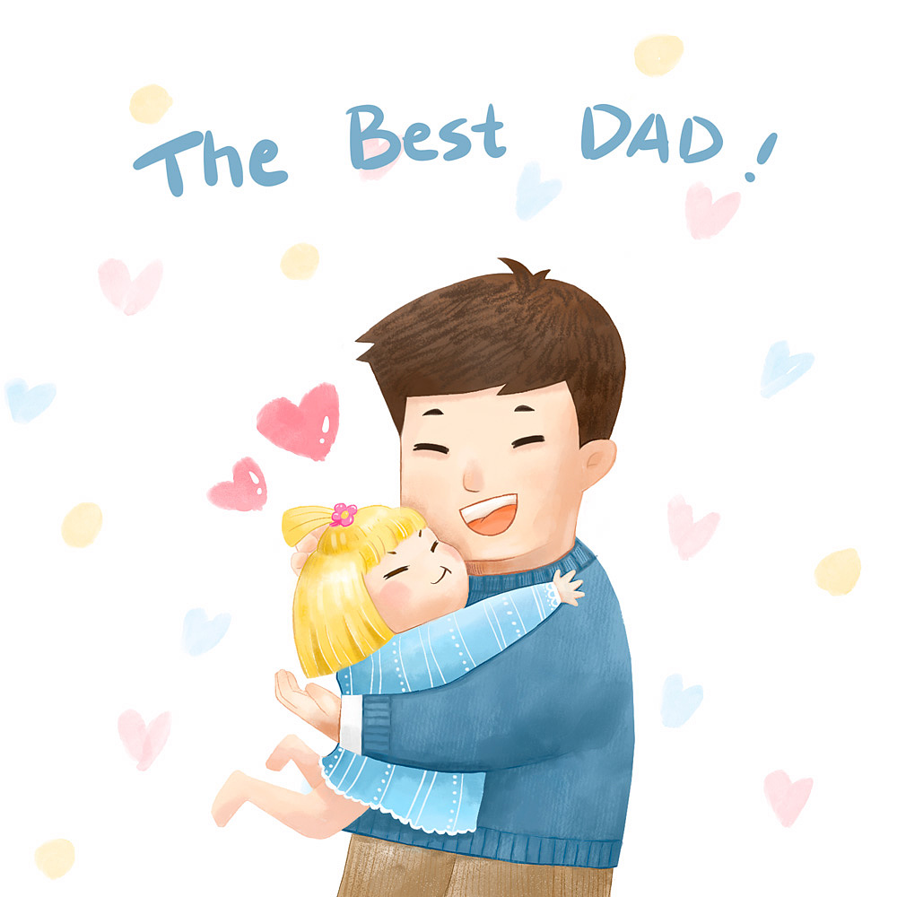 水彩父亲节主题插画