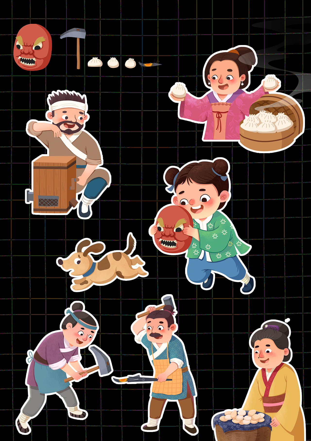 古代街道（图ZMjkwNTc5MDAw） - 儿童插画 - 站酷设计师李魁梧原创素材 - 站酷ZCOOL