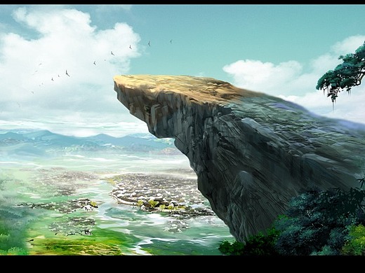 场景原画黄昏寺庙