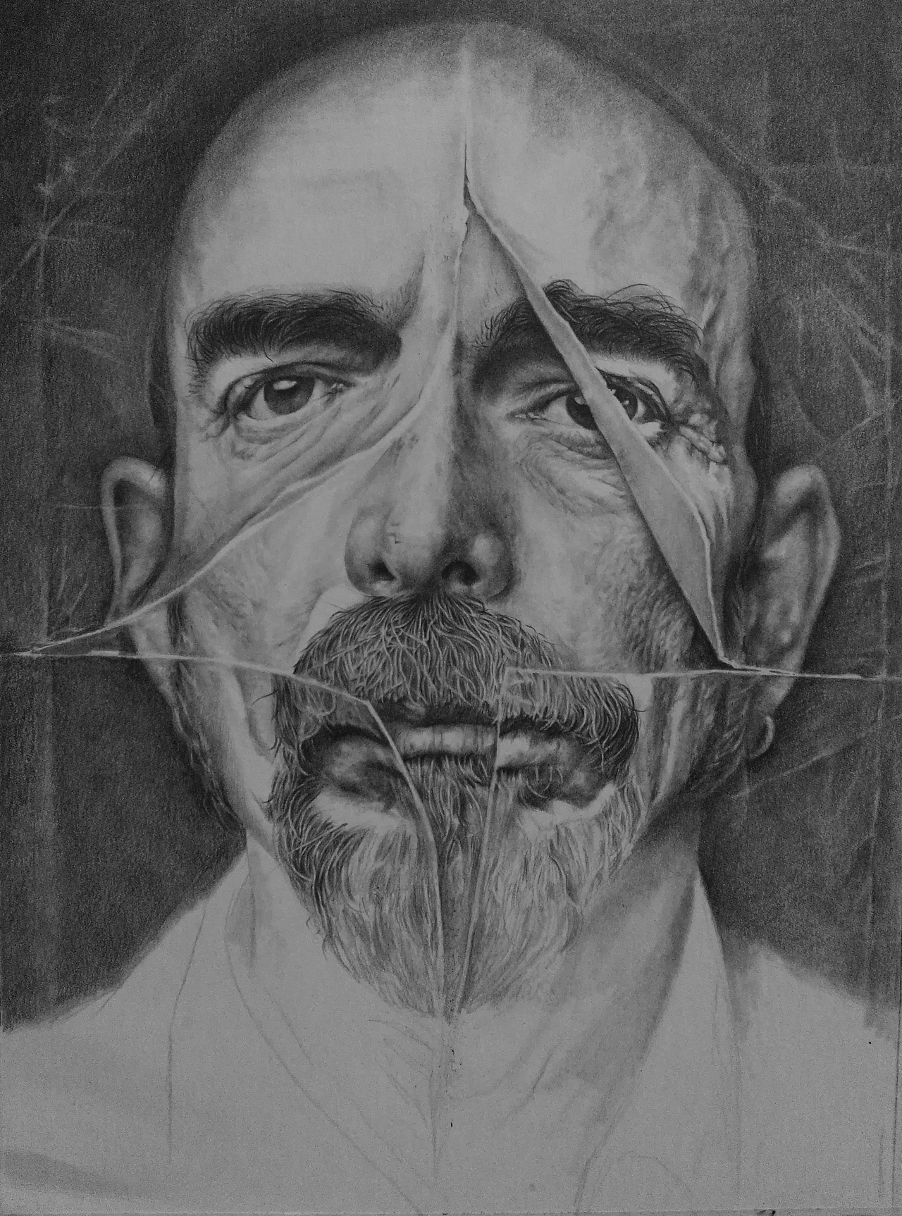 写实素描作品《撕》（图ZOTYyNjc4NTI=） - 绘画 - 站酷设计师浩轩手绘原创素材 - 站酷ZCOOL
