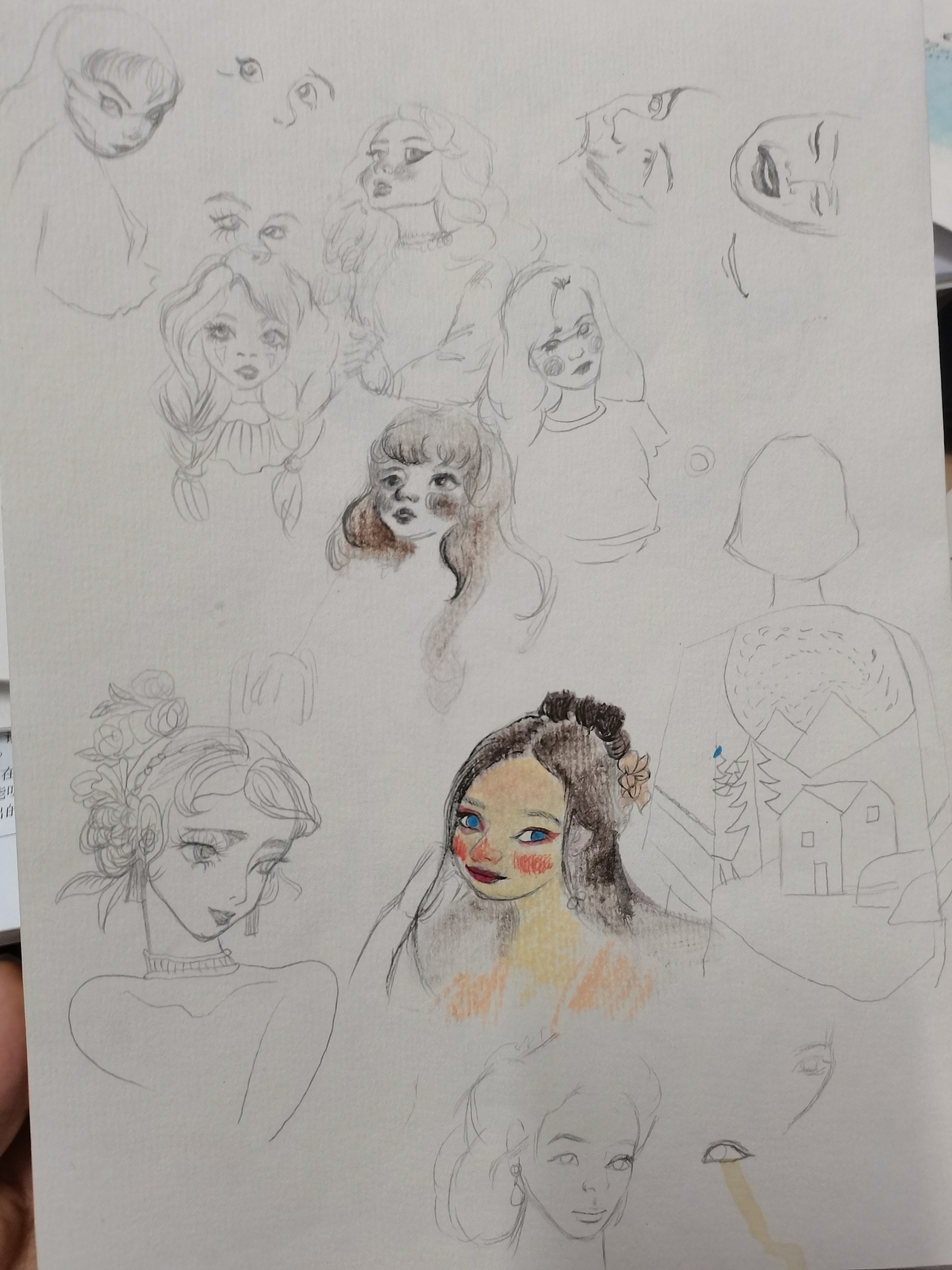 临摹练习,铅笔加彩铅