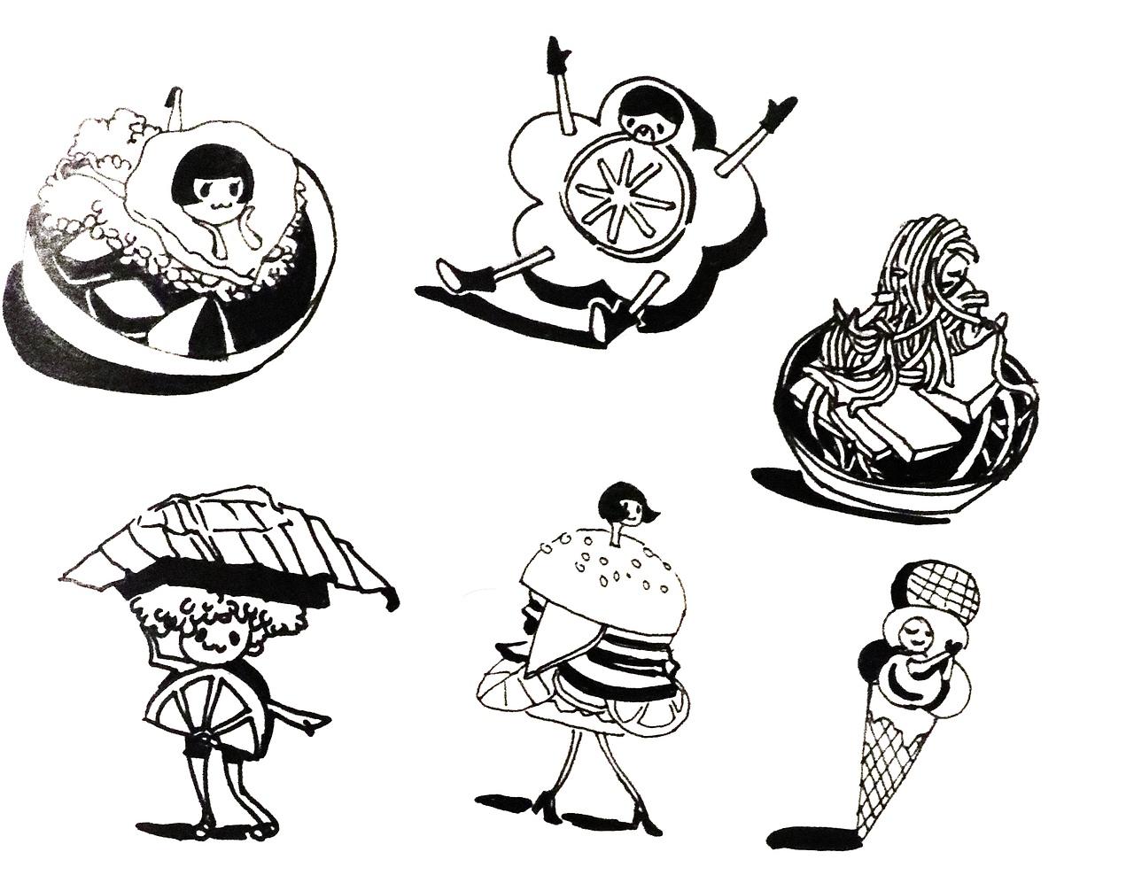 食物们的小动作doodle练习（图ZMjQ3OTkzNTc2） - 商业插画 - 站酷设计师刘一画原创素材 - 站酷ZCOOL