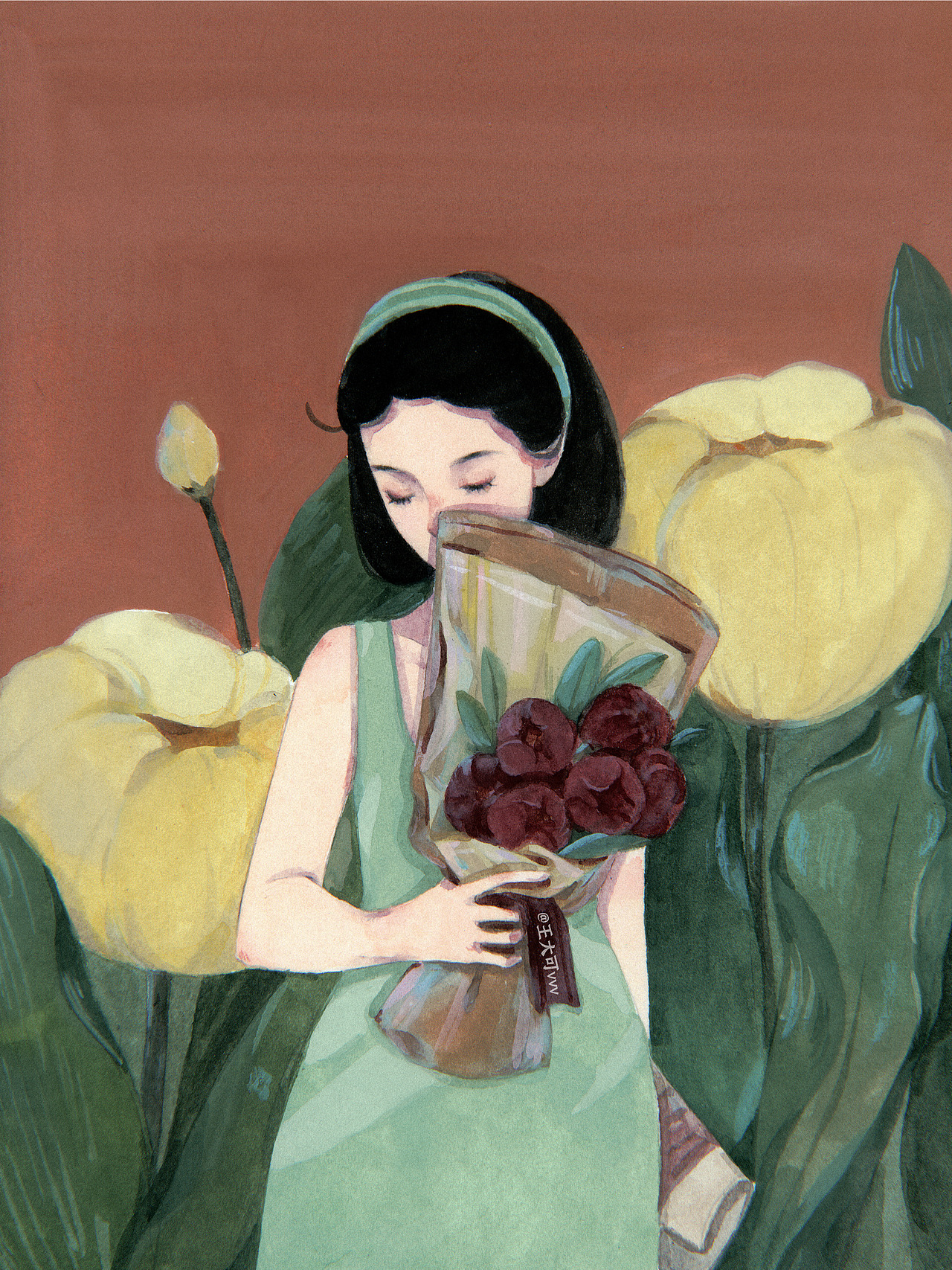 水彩手绘 | 复古女孩