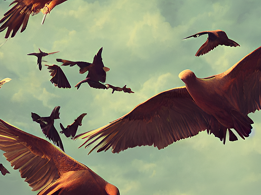 #AI创作实验室#飞翔的鸟（个人主页-ZNjI5OTQzMzY=） - AI作品 - 站酷设计师鱼山海月石老师原创素材 - 站酷ZCOOL