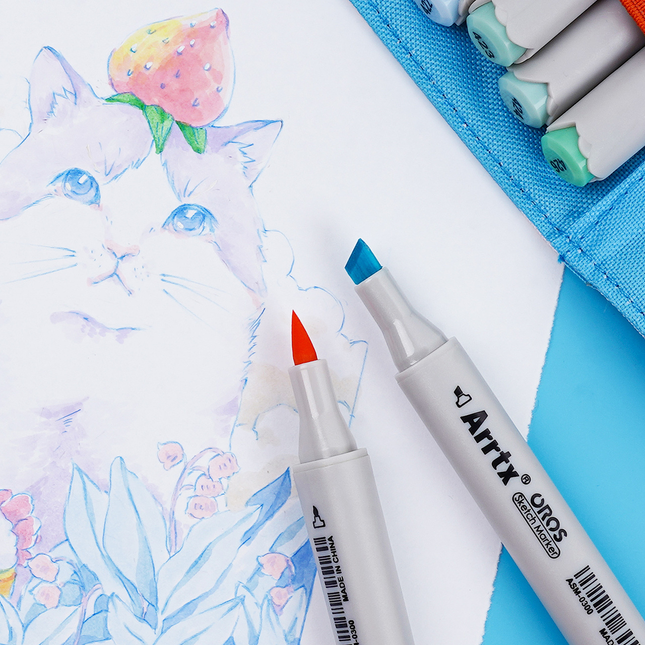 跨境电商 - 围墙包淡彩马克笔拍摄套图