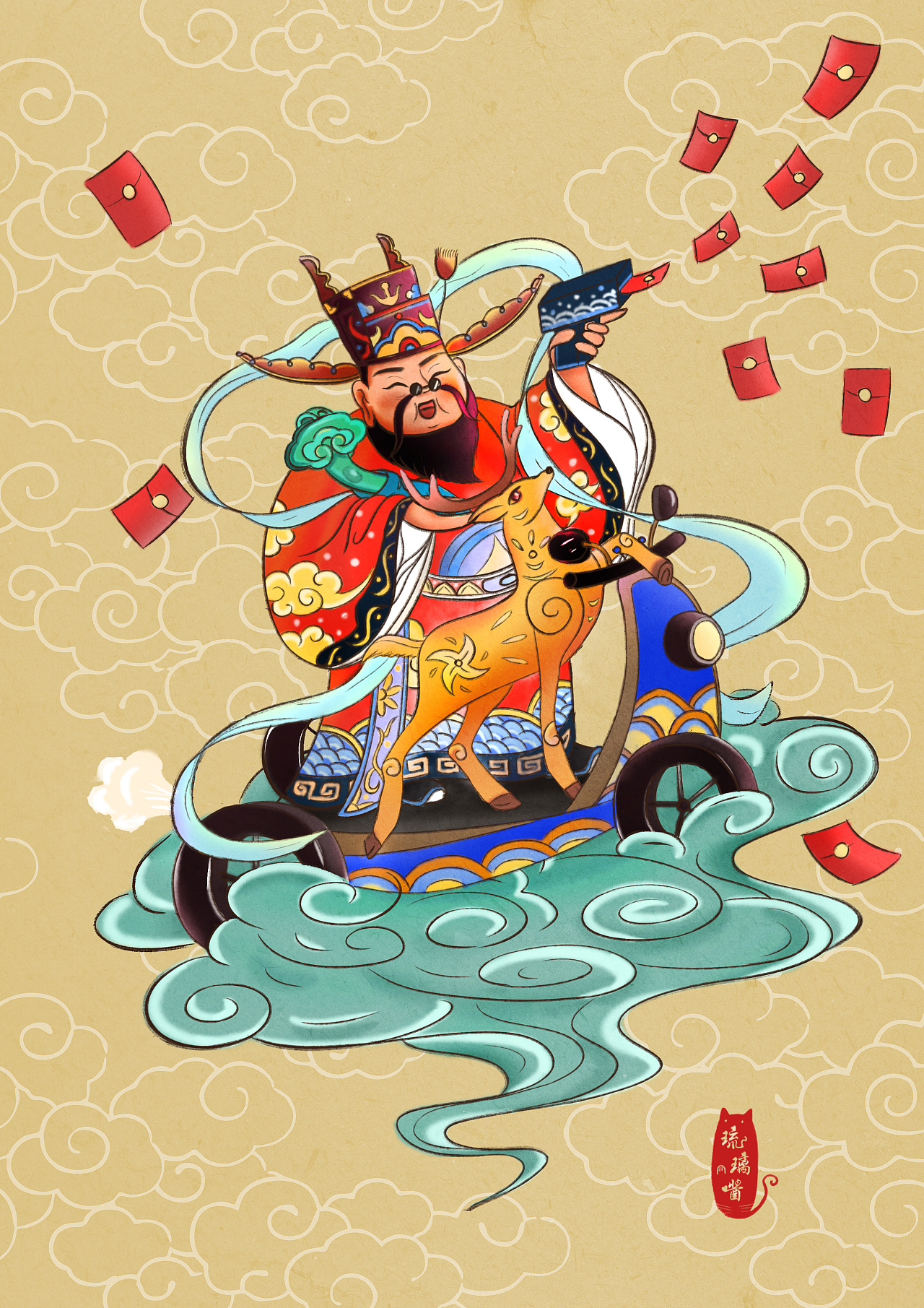 财神爷|插画|商业插画|什锦琉璃sjll - 原创作品 - 站酷 (zcool)
