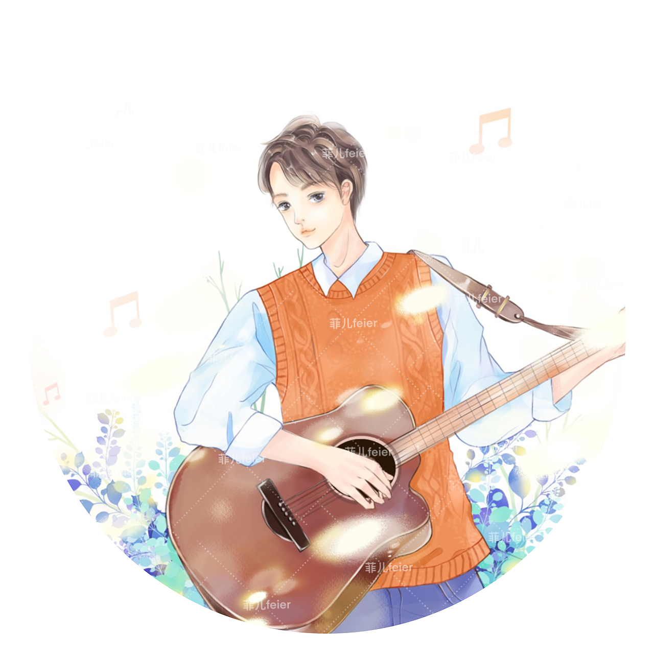 弹琴少年（图ZMjc2MjkwODc2） - 商业插画 - 站酷设计师feier123原创素材 - 站酷ZCOOL
