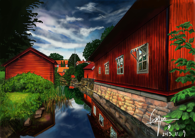  画的第一张数位板风景画