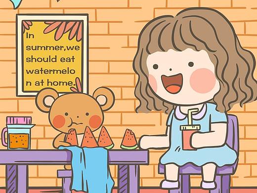 小熊与女孩（个人主页-ZNDU0ODkxNjA=） - 儿童插画 - 站酷设计师井胖墩原创素材 - 站酷ZCOOL