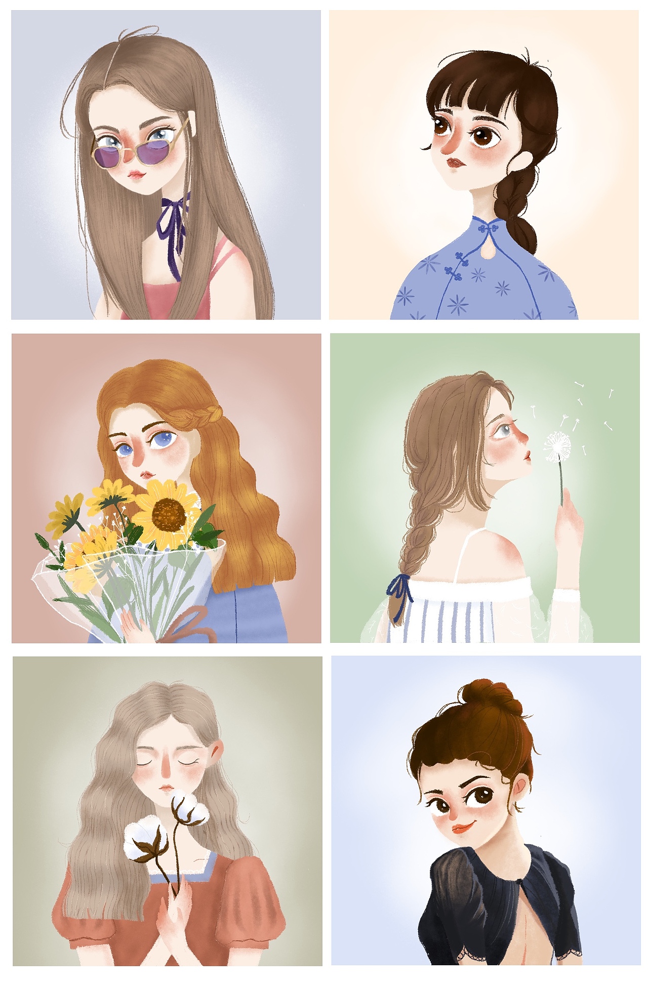 插畫～頭像練習（線稿+上色）（圖ZMjA0MTMwNjY4） - 創(chuàng)作習作 - 站酷設計師魔創(chuàng)視覺_媛淺原創(chuàng)素材 - 站酷ZCOOL