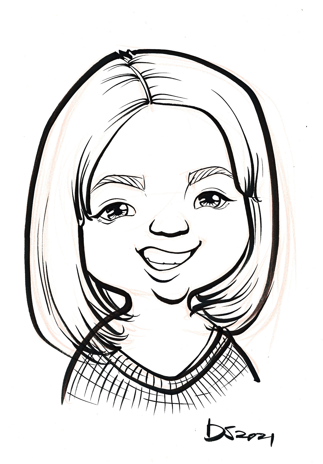 肖像漫画似颜绘手绘线稿_大叔漫画-站酷zcool