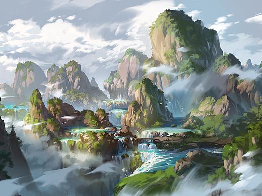 场景厚涂一副
