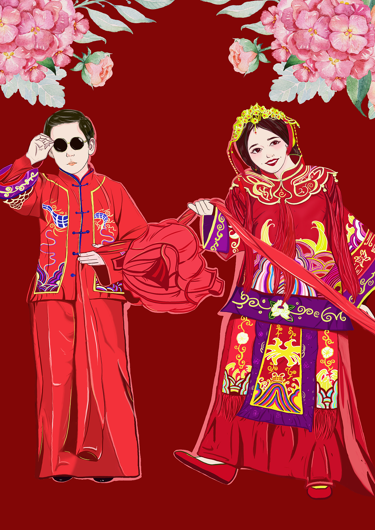 婚礼手绘插画（图ZMjAwNTE0Nzgw） - 商业插画 - 站酷设计师野鹿派原创素材 - 站酷ZCOOL