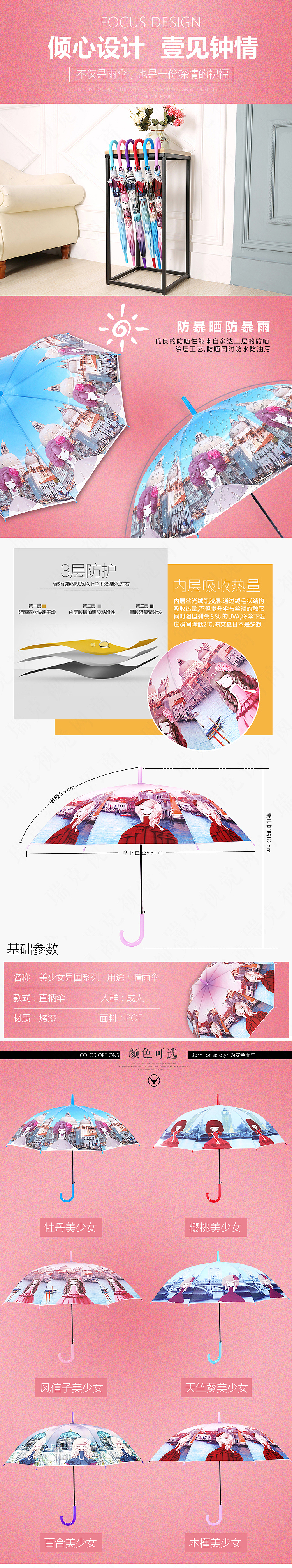 儿童雨伞地中海系列详情页设计（图ZNzg1NDE3MzI=） - 电商 - 站酷设计师瑞克视觉设计原创素材 - 站酷ZCOOL