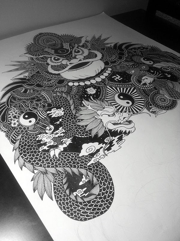 2开大画《最炫中国风》附绘制过程（图ZMTc0MjI3MjA=） - 新锐潮流插画 - 站酷设计师墩小贤原创素材 - 站酷ZCOOL