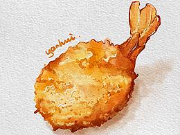 【练】水彩风 黄色系两个食物