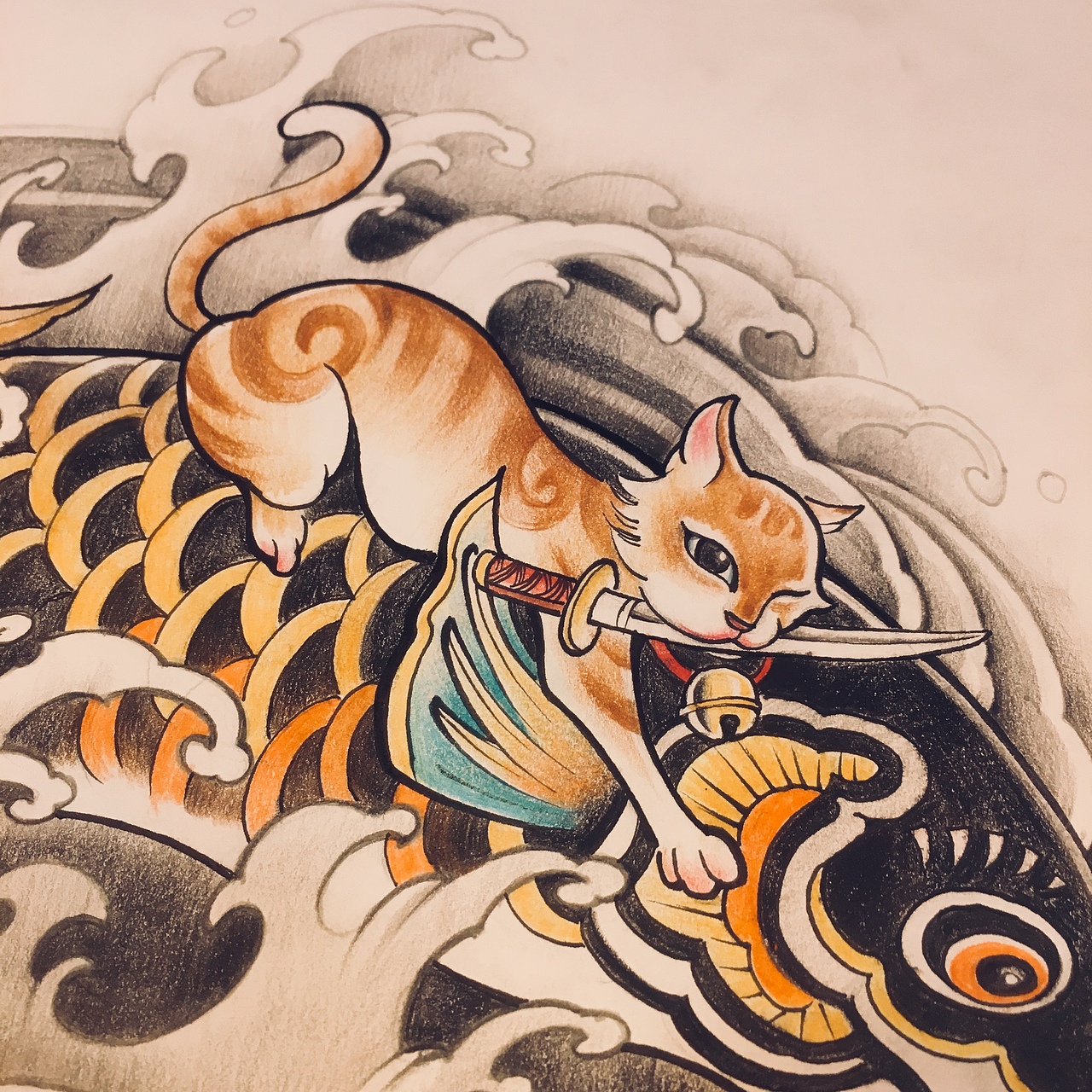 喵星人大戰(zhàn)鯉魚(yú)旗（圖ZMjMxMDc2MjAw） - 藝術(shù)插畫 - 站酷設(shè)計(jì)師關(guān)中書原創(chuàng)素材 - 站酷ZCOOL