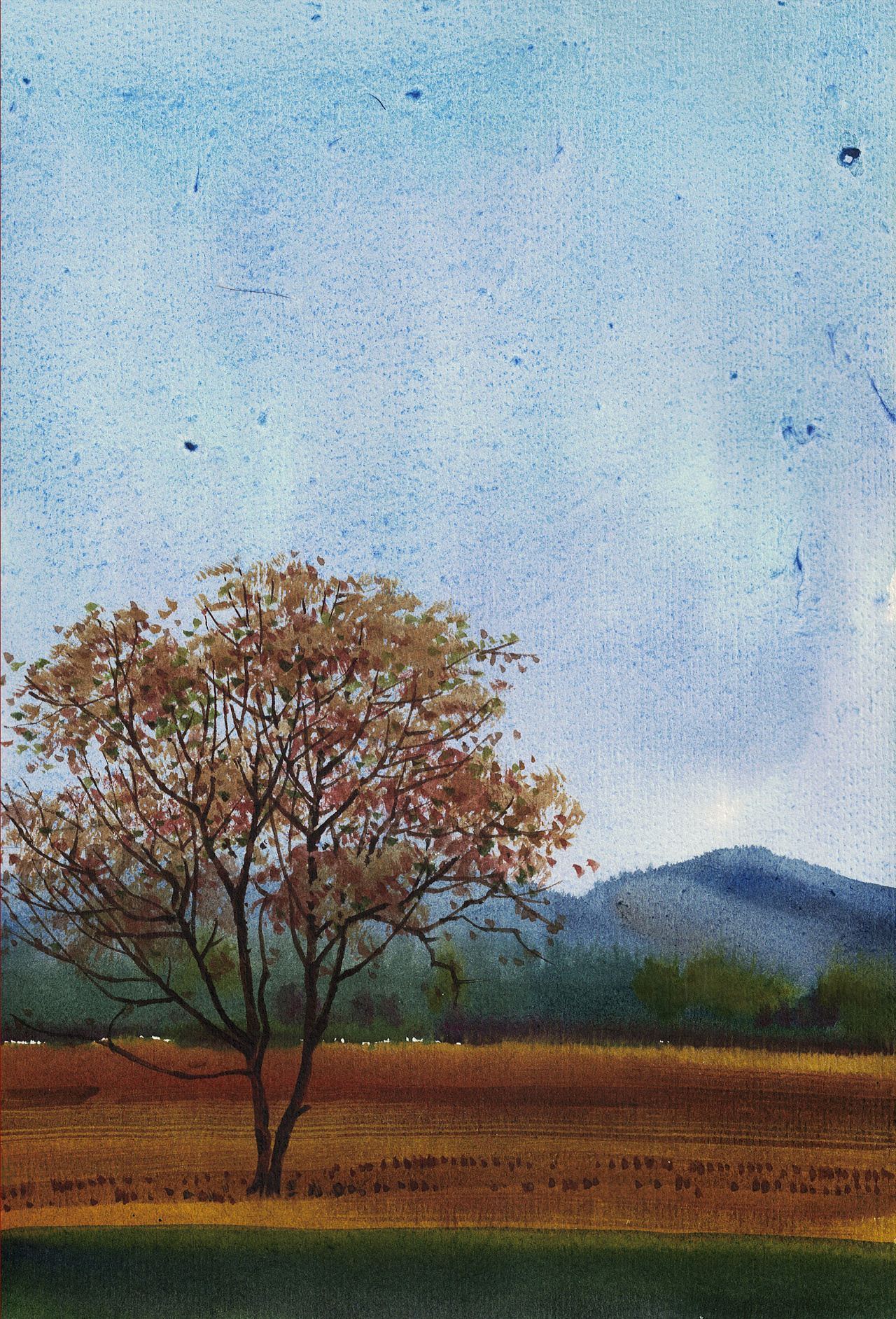 秋天里的树先生们|纯艺术|绘画|孙小良的水彩画 - 原创作品 - 站酷