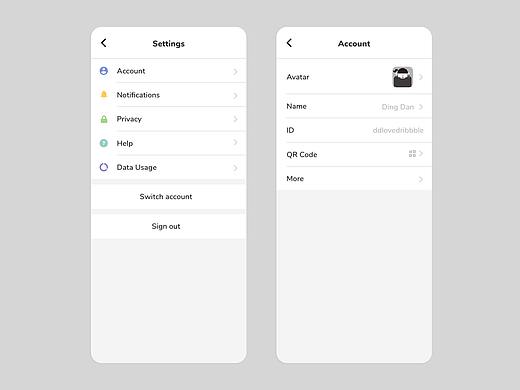 Settings - Daily UI #007（個(gè)人主頁(yè)-ZNDUxNjQ4OTY=） - APP界面 - 站酷設(shè)計(jì)師ding_作品集原創(chuàng)素材 - 站酷ZCOOL
