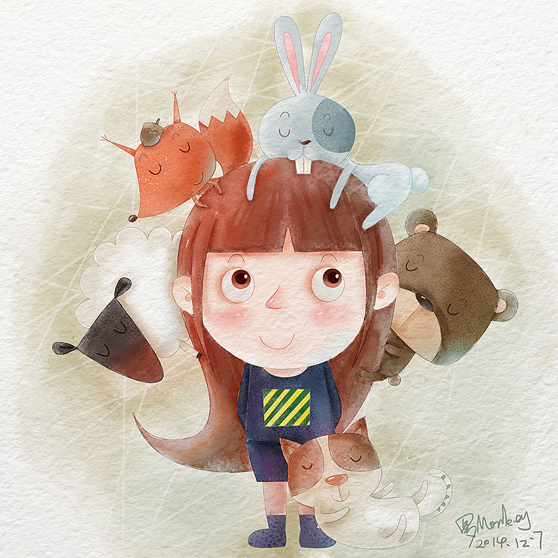 同一线稿的两种画法你更喜欢那种？（图ZMjI0NTAzNjg=） - 儿童插画 - 站酷设计师插画师罗Monkey原创素材 - 站酷ZCOOL