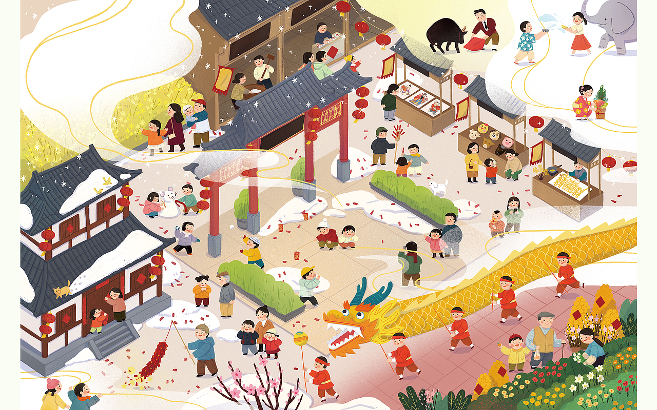 传统节日插画 立体绘本《文化都在节日里》_罗落dorothyluo-站酷zcool