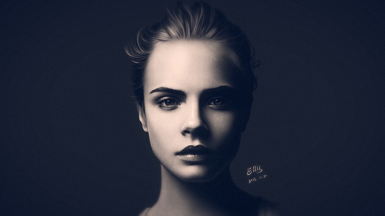 PS手绘教程：超模Cara Delevingne（卡拉迪瓦伊）（图ZMzczNDMwOTY=） - 创作习作 - 站酷设计师野孩子涂鸦原创素材 - 站酷ZCOOL