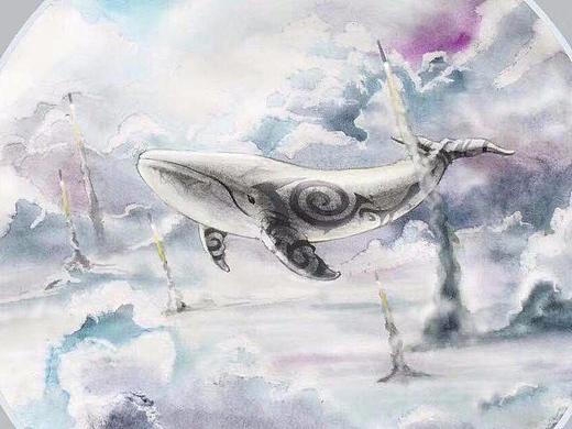 鲸鱼的猜想，水彩，彩铅，手绘