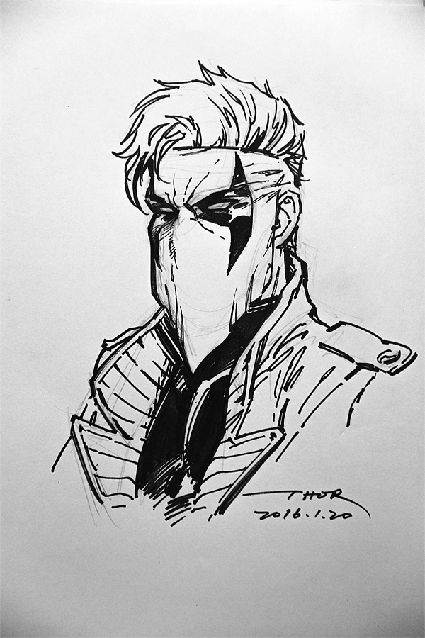 【thorart】临摹jim lee的dc漫画角色grifter骗徒.2016.01.20.