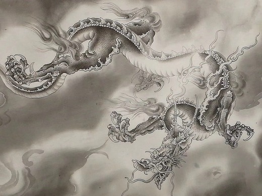 杨立松精品力作绢本作品【九龙图】