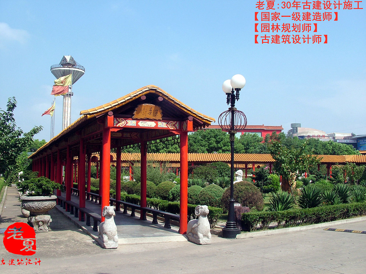 仿古长廊设计施工图,古建游廊效果图设计平面图方案_寺庙规划设计