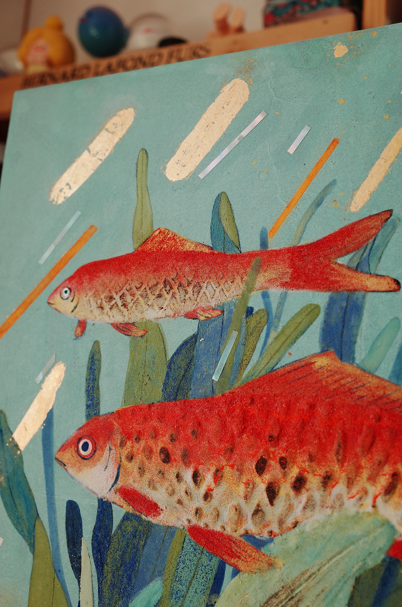 岩彩43《鱼生》 