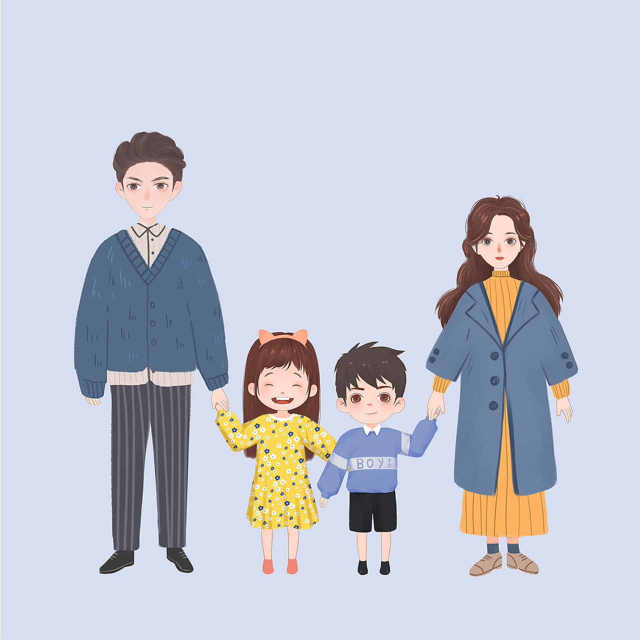 一家人漫画IP形象插画系列（图ZMjIzNTU4MTAw） - 商业插画 - 站酷设计师粉色小麦色原创素材 - 站酷ZCOOL