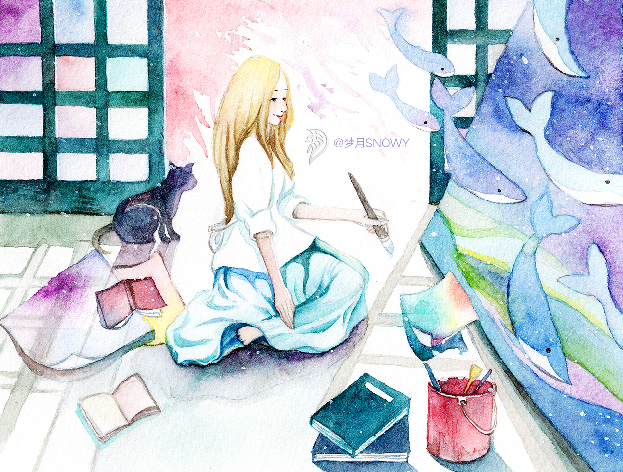 八月，再见！（图ZNTc3NTU0NzY=） - 绘画 - 站酷设计师梦月Snowy原创素材 - 站酷ZCOOL
