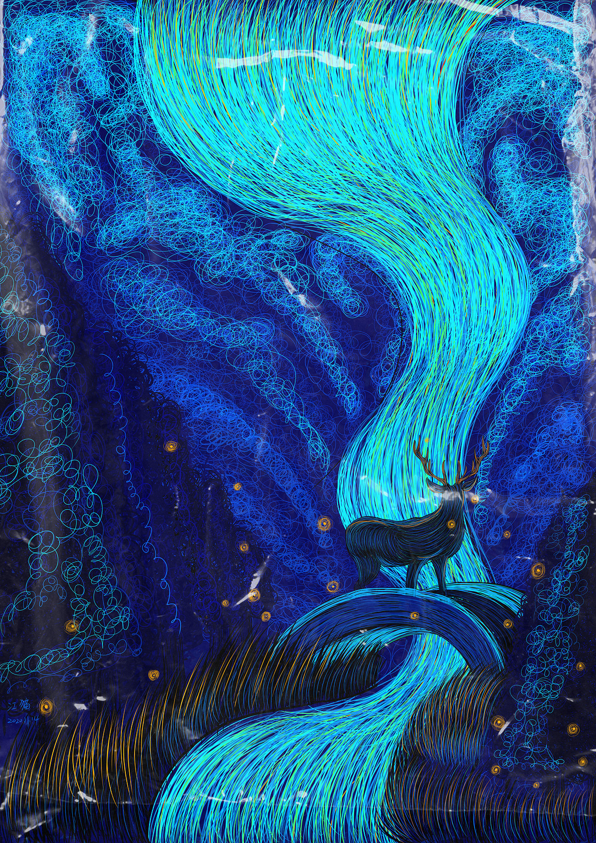 线圈插画-流淌星河