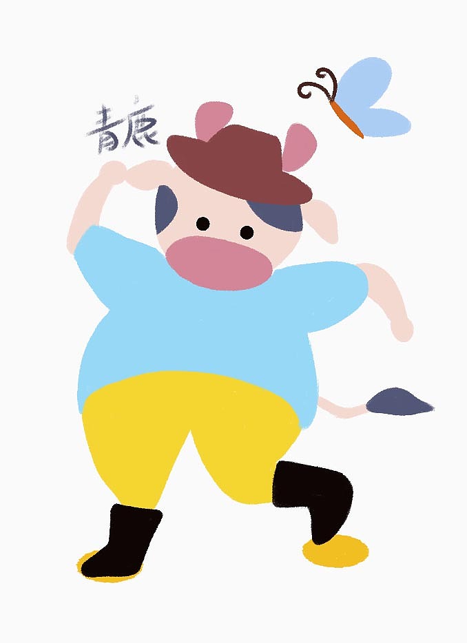 原创动物拟人插画《奶牛牛仔》
