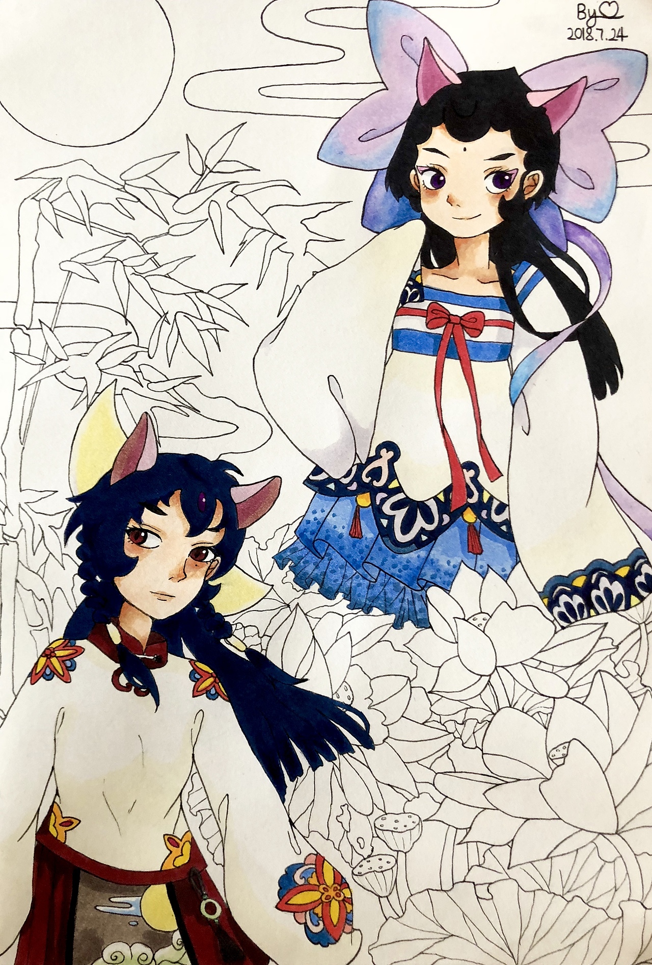 小青和明月（图ZMTIyODM0NjYw） - 单幅漫画 - 站酷设计师朱艺欣原创素材 - 站酷ZCOOL